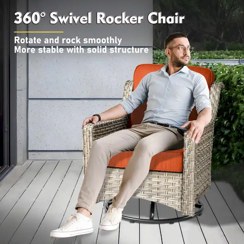 XIZZI 6-piece Patio Wicker Furniture Set with Fire Pit Table