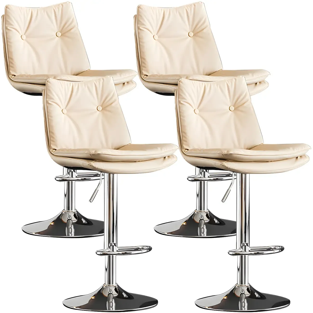 Modern Adjustable Leather Swivel Bar Stools