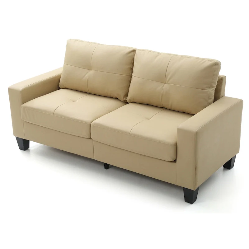 Newbury 71 in. W Flared Arm Faux Leather Straight Sofa - 32L x 71W x 36H