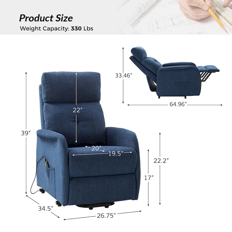 Elisa Power Remote Lift Assist Recliner Set Of 2 with Metal Base