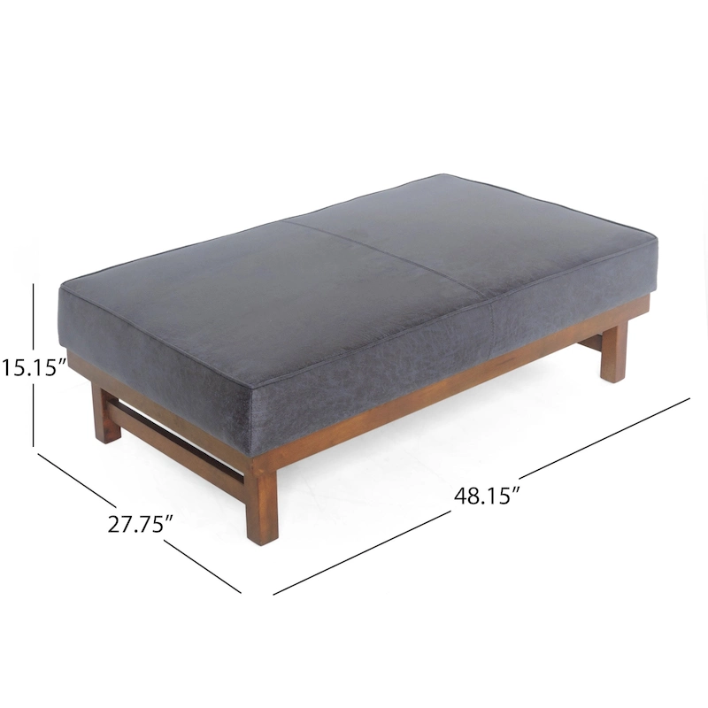 Hillman Modern Microfiber Cocktail Ottoman with Wood Frame by Christopher Knight Home