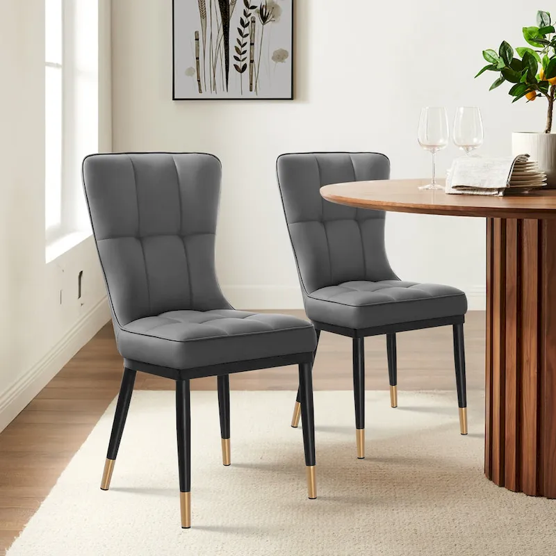 Upholstered Dining Chairs Set of 2 with Metal Legs