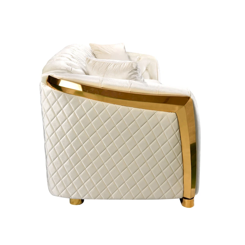 84 Luxury Chesterfield Velvet Sofa with Gold Trim