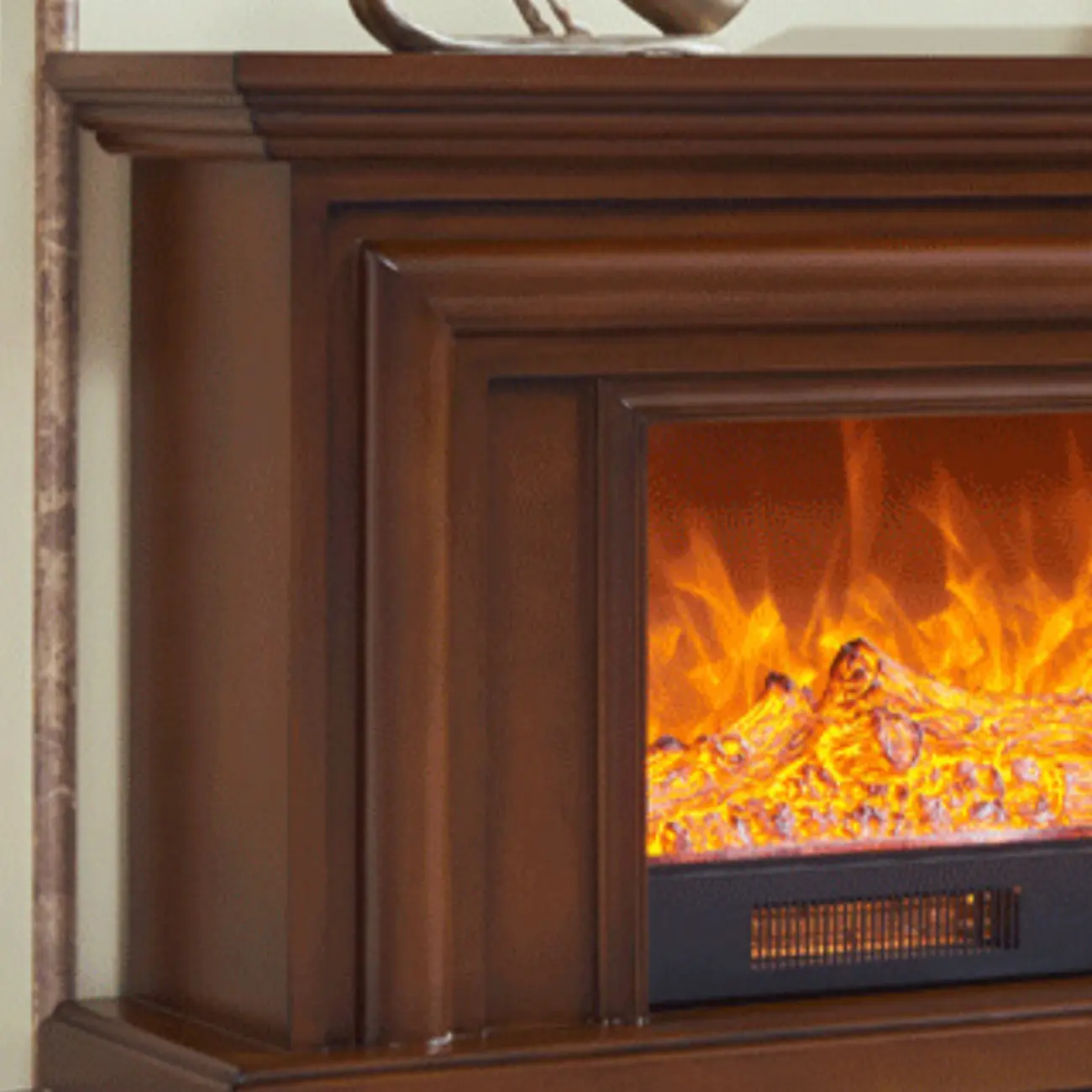 71 Rectangle Wood Brown Electric Fireplace TV Stand with Light