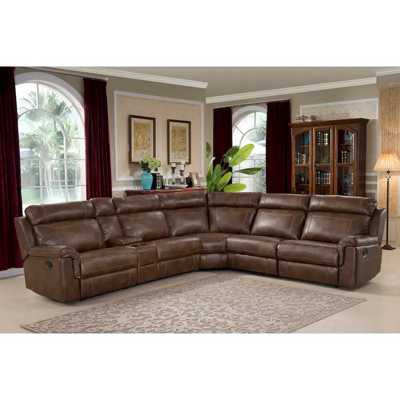 Nicole Reclining Faux Leather Upholstered Sectional Sofa