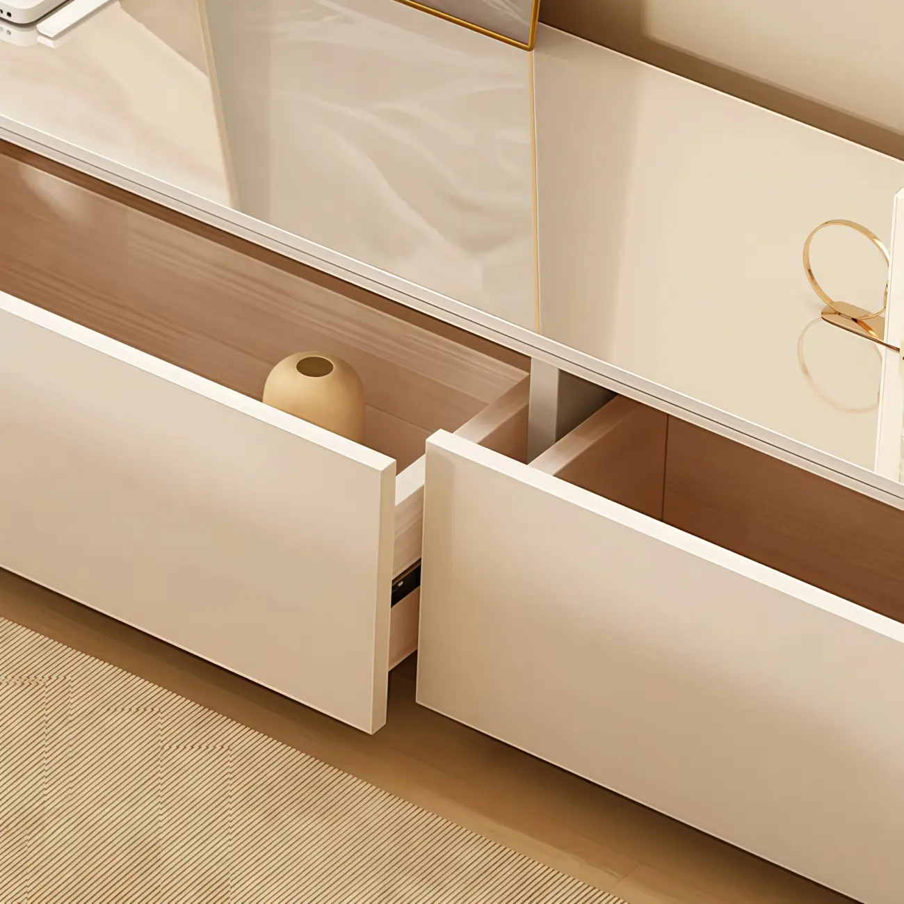 63 Sintered Stone Top Long TV Stand with Cable Management