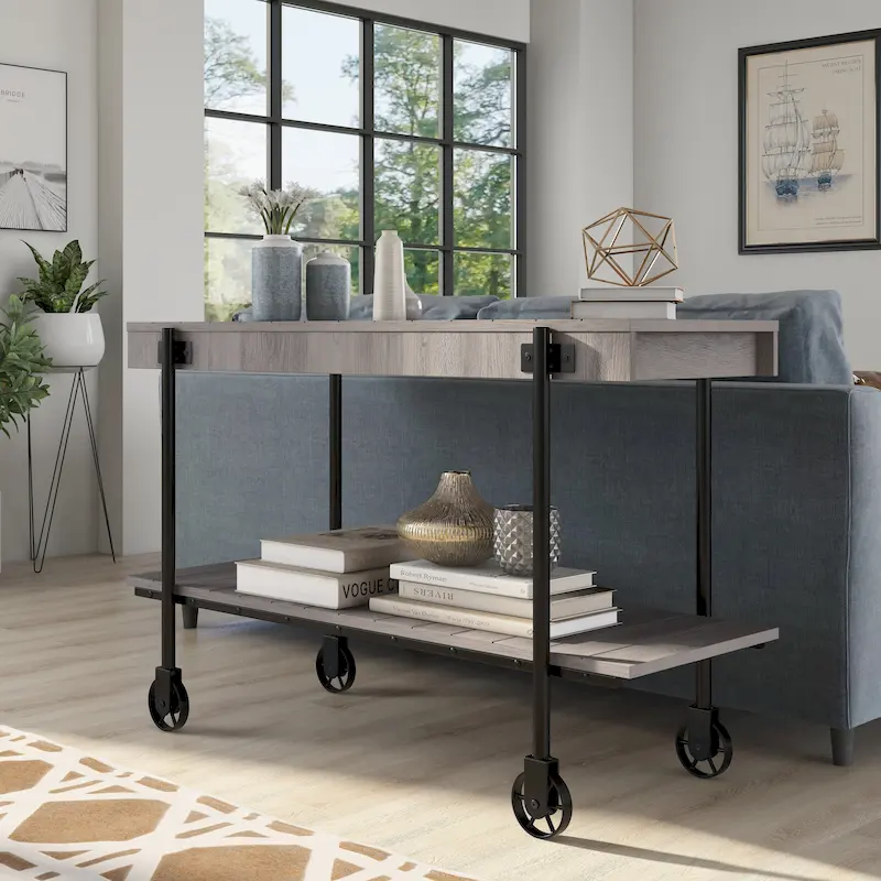 Hyssop Farmhouse 47-inch Metal 1-Shelf Console Table by Furniture of America