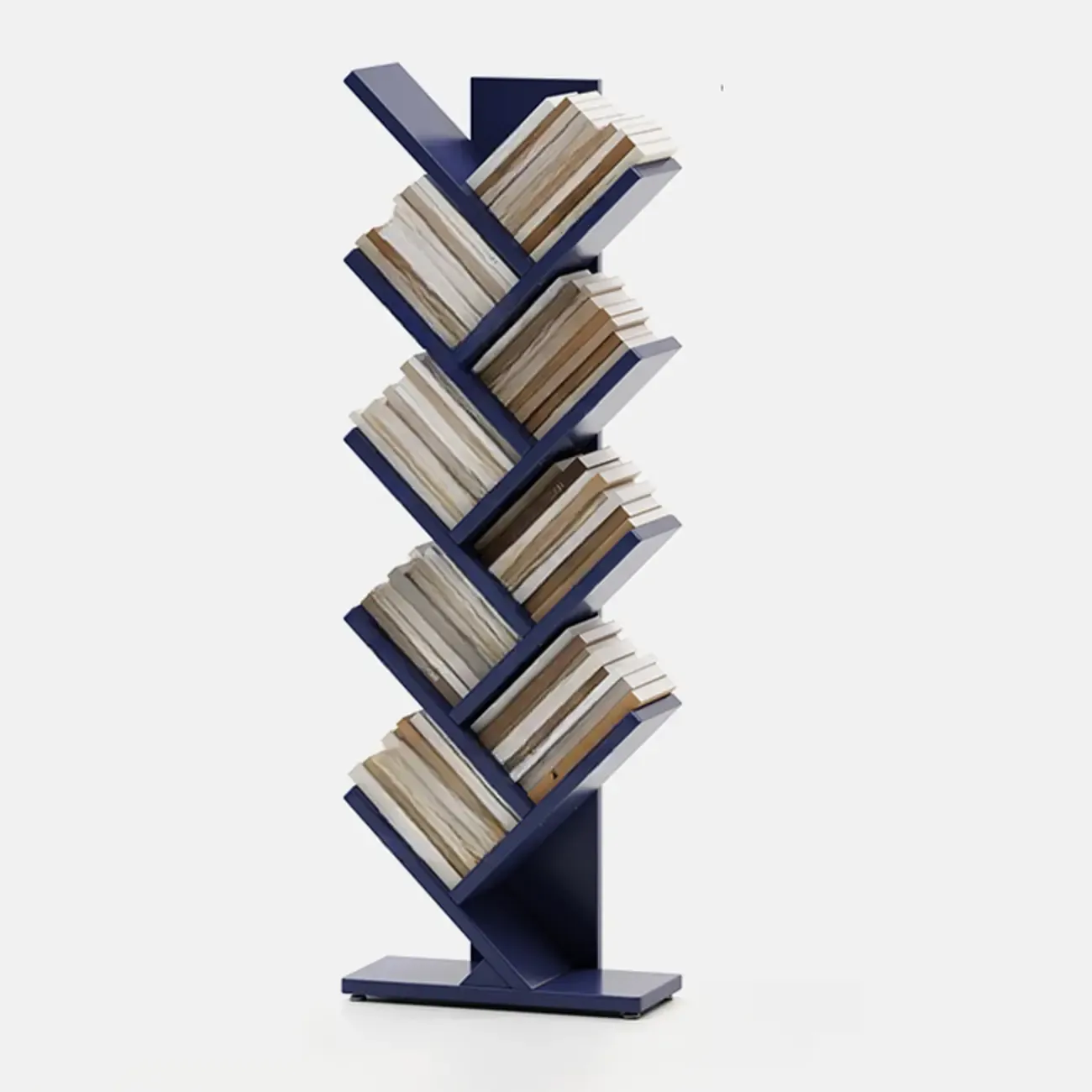 Black Wood Tree-Shaped Vertical Display Bookcase