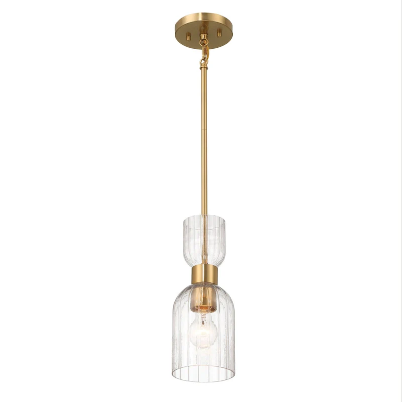 Josephine Metal and Clear Ribbed Glass Ceiling Light - 5.0 L x 5.0 W x 12.8 H