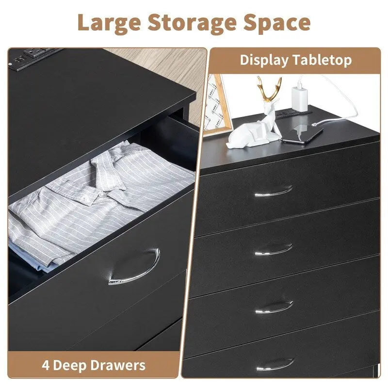 4-Drawer Nightstand Dresser with USB