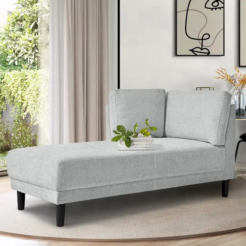Mid-Century Modern Upholstered Chaise Lounge Sofa