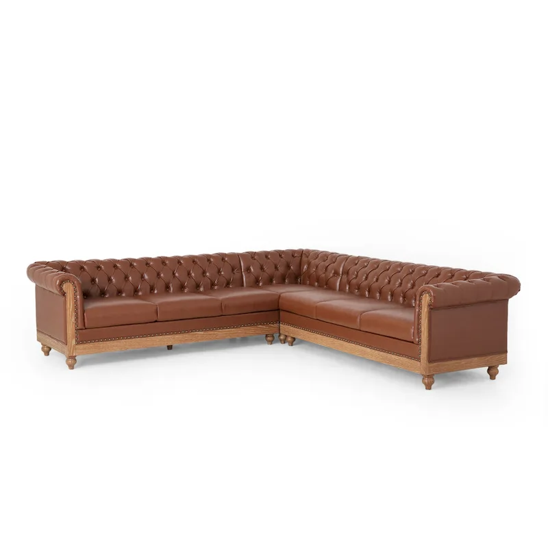Castalia Chesterfield Tufted 7-seat Sectional Sofa by Christopher Knight Home - 114.00 L x 70.00 W x 31.50 H