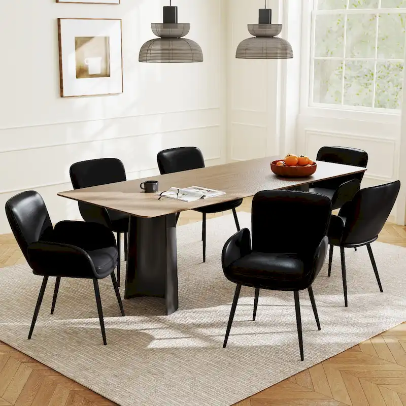 Set of 4 Cat-Scratch Resistant Dining Chairs with Gold Metal Legs