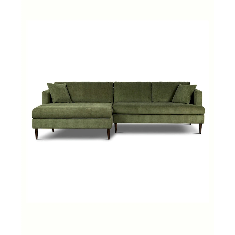 Poly & Bark Lucerne Sectional with Extra-Wide Chaise in Distressed Green Velvet