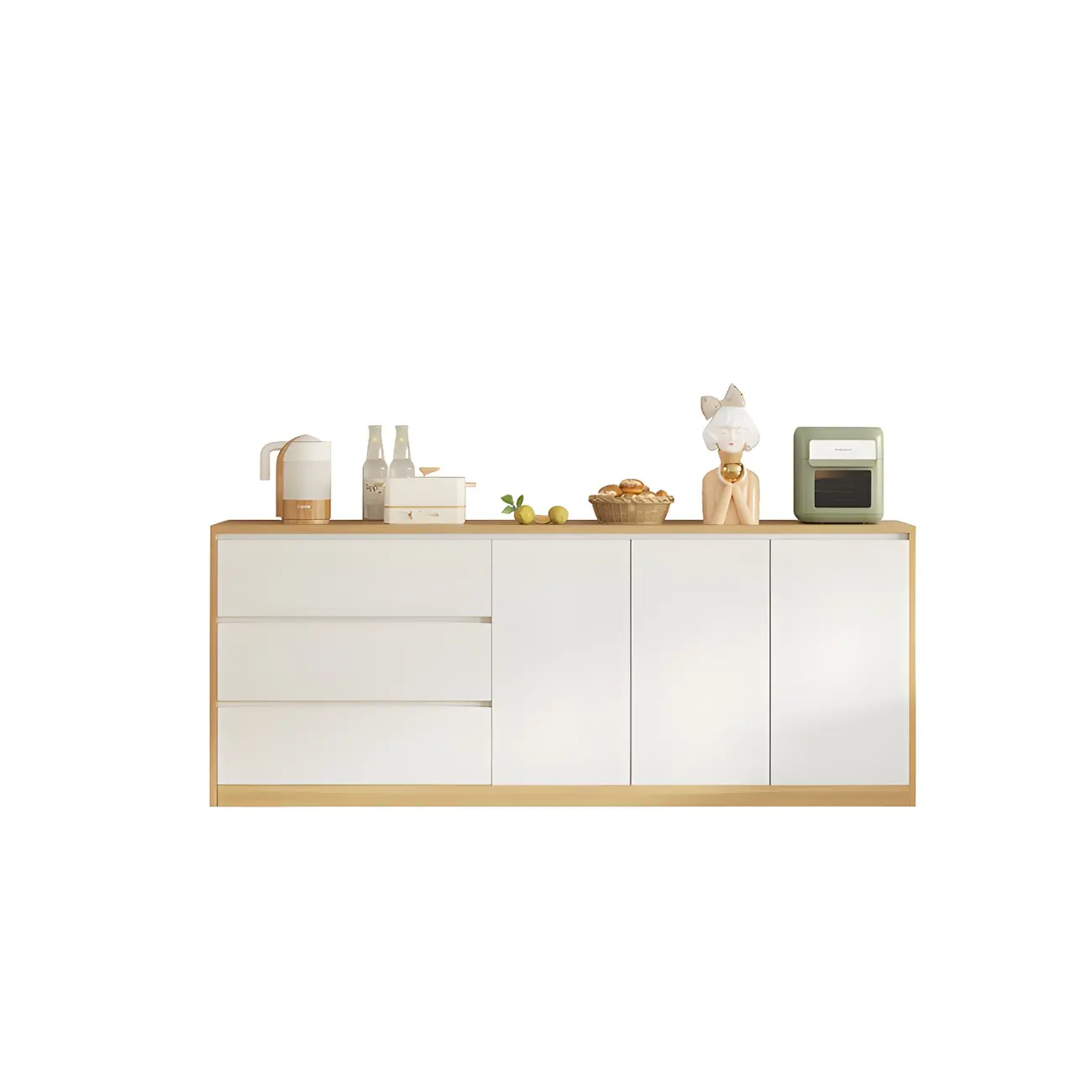 Modern Wooden Sideboard with 3 Drawers in White