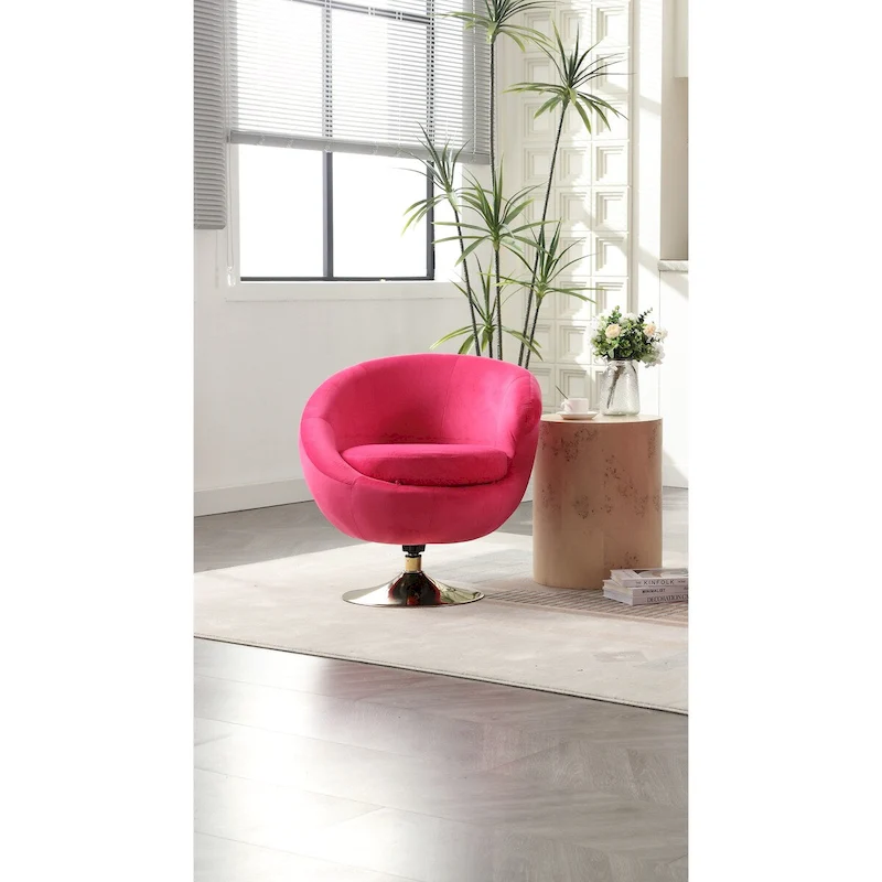HOMEFUN Velvet 360 Degree Swivel Right Cuddle Barrel Accent Chairs