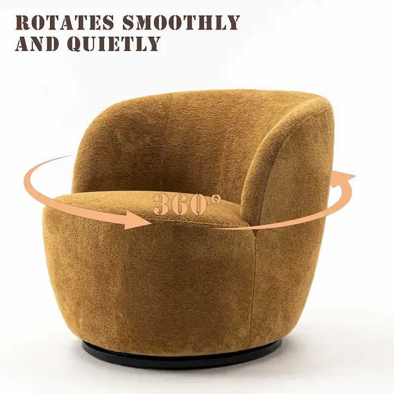Single Fabric Modern Accent Chair 360 Degree Rotation Swivel Barrel Chairs