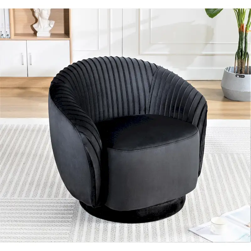 Small Milvo Velvet Swivel Barrel Chair