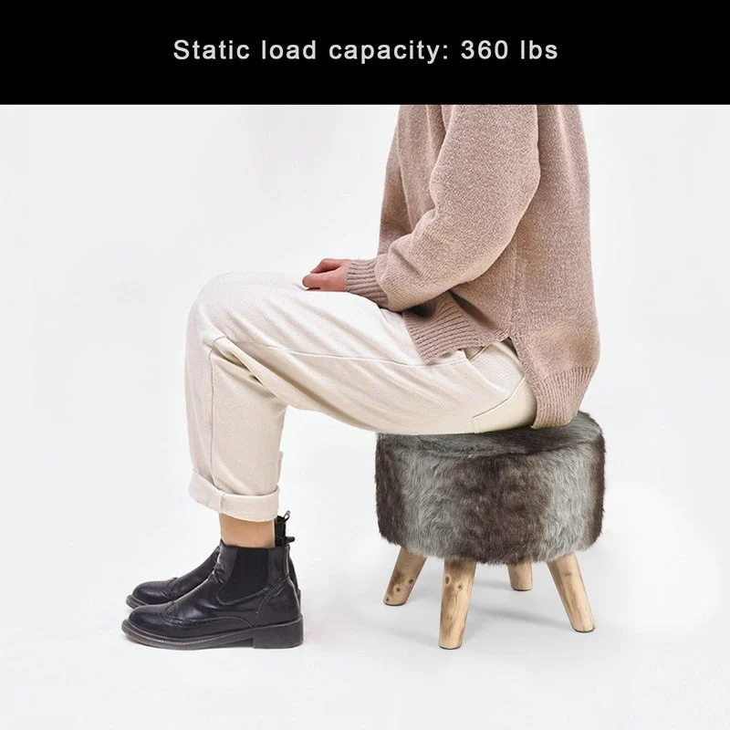 Adeco Modern Round Padded Upholstered Ottoman Footrest Stool