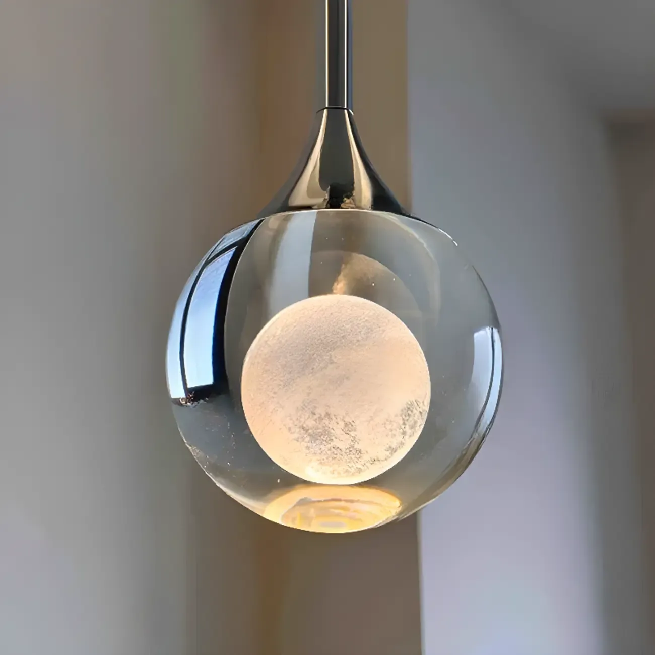 Minimalist Clear Crystal Globe Metal Pendant Light