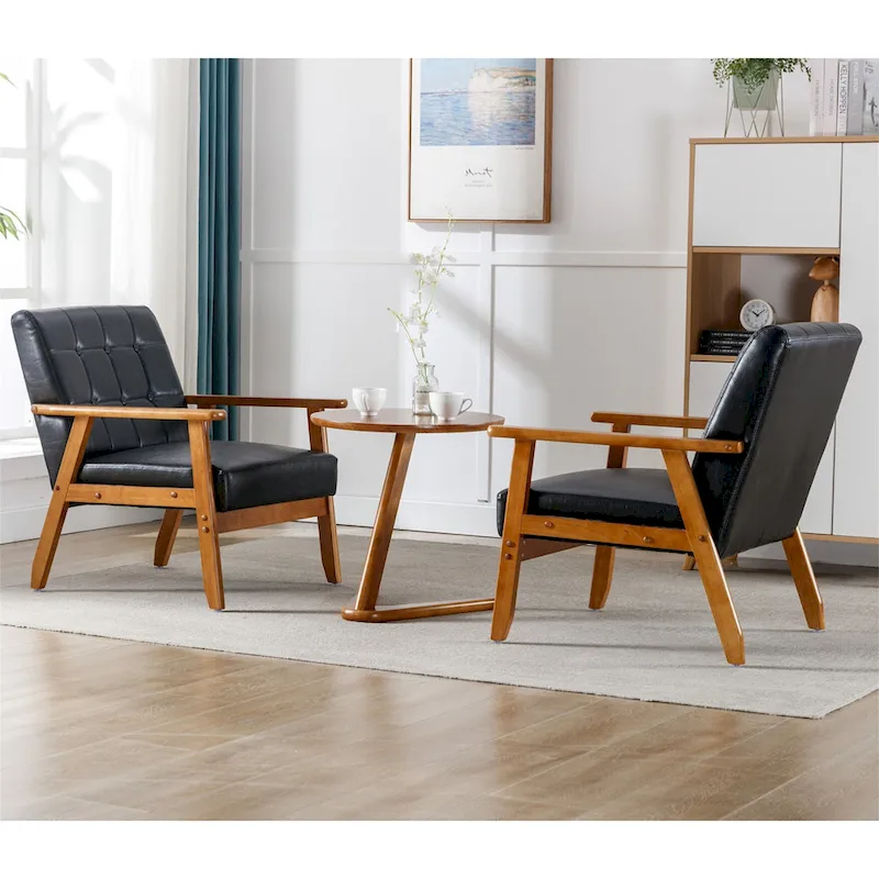 Mid Century Modern Accent Chairs Set of 2 with Side Table