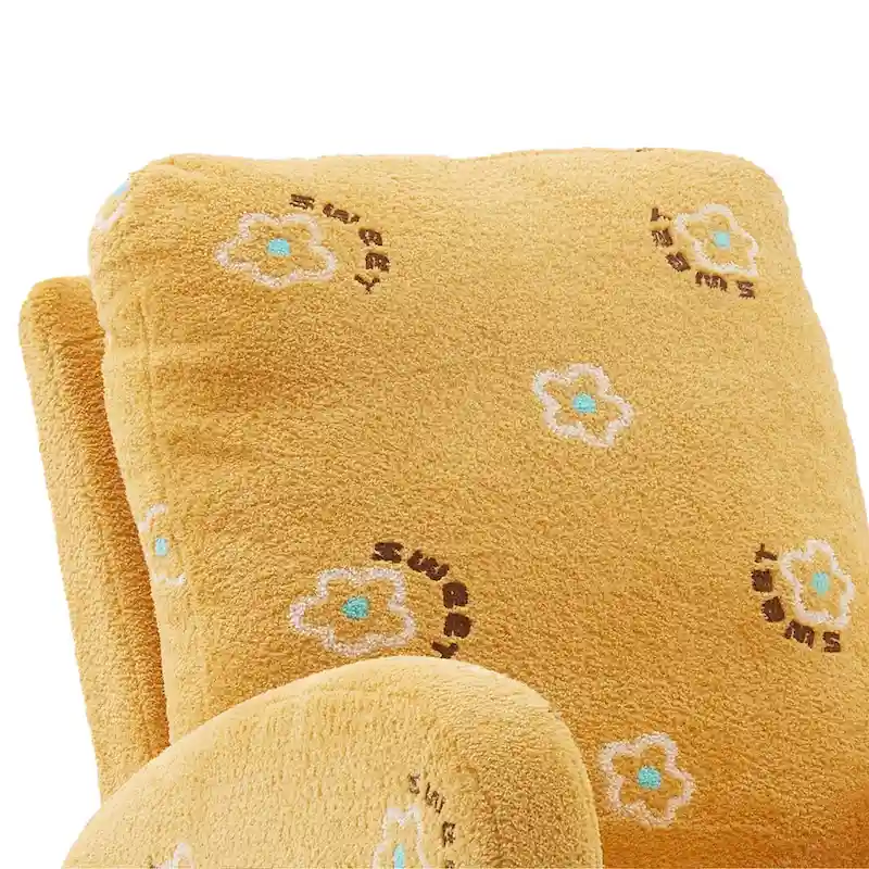 Modern Upholstered Rocker Armchair With Side Pocket, High Back Wooden Nursery Chair