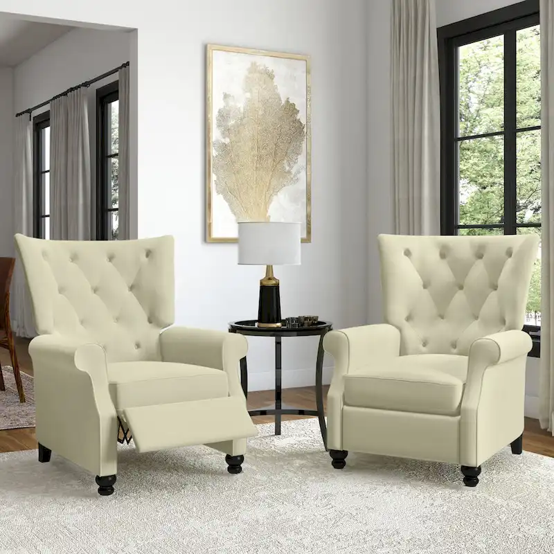Plush Pushback Recliner Chairs (Set of 2)