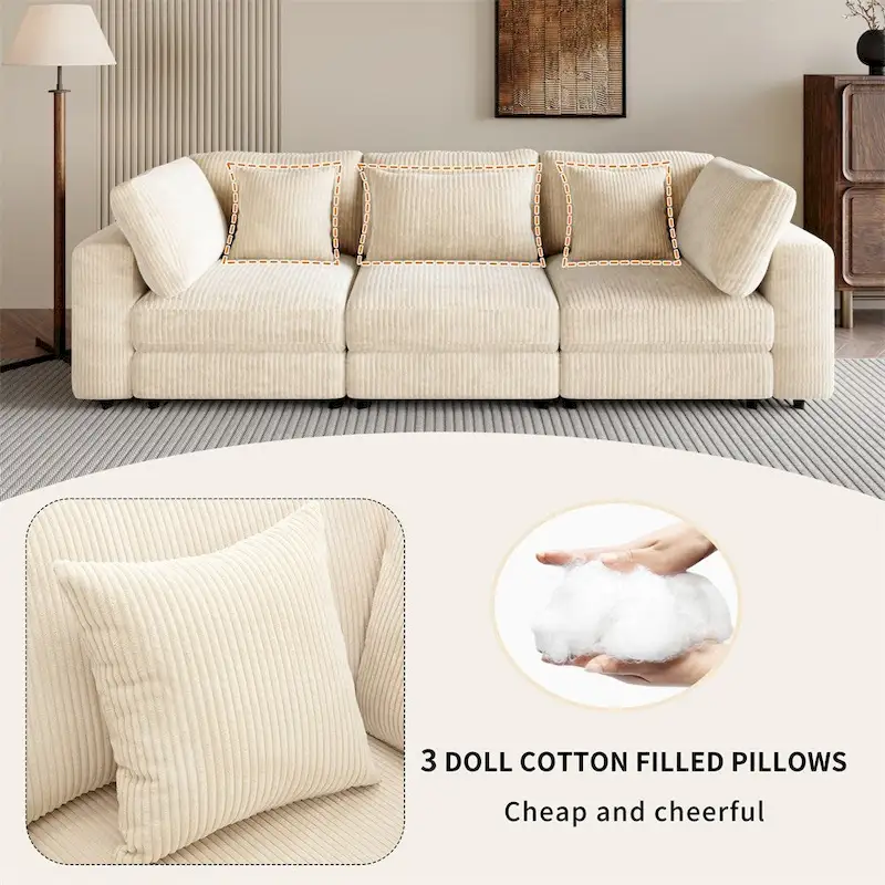 105 3 Seater Sofa with Removable Back Cushions and 5 Pillows