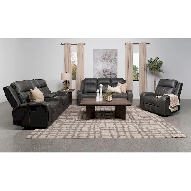 Grey Motion Reclining Loveseat with Console