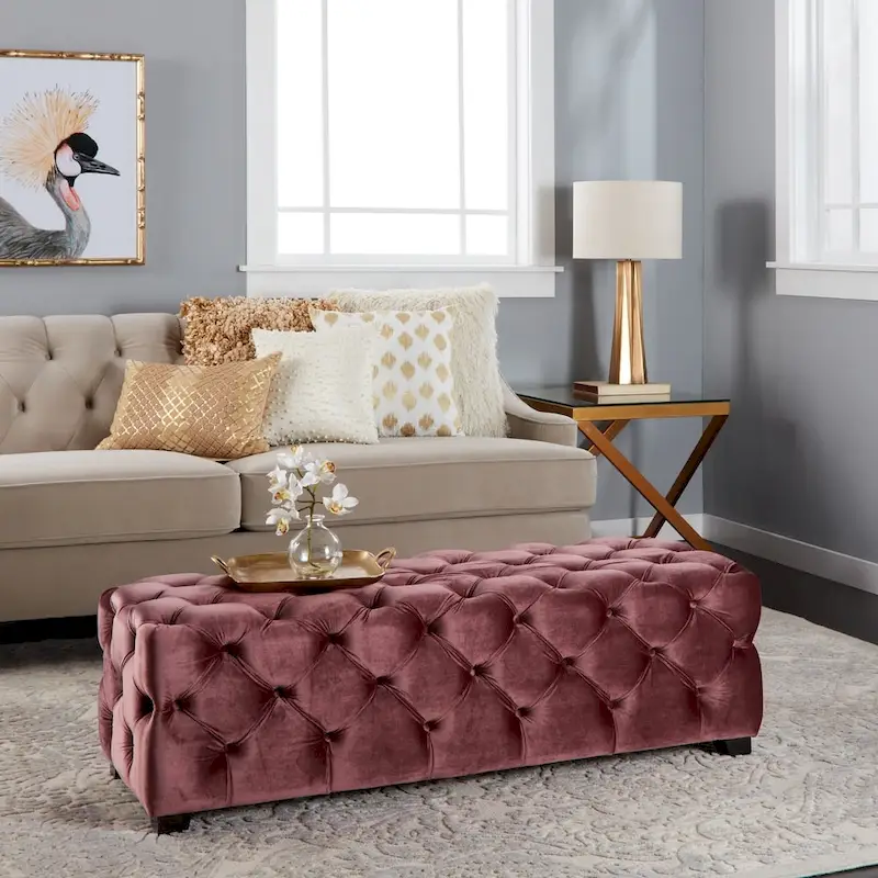 Piper Glam Tufted Velvet Ottoman Bench by Christopher Knight Home