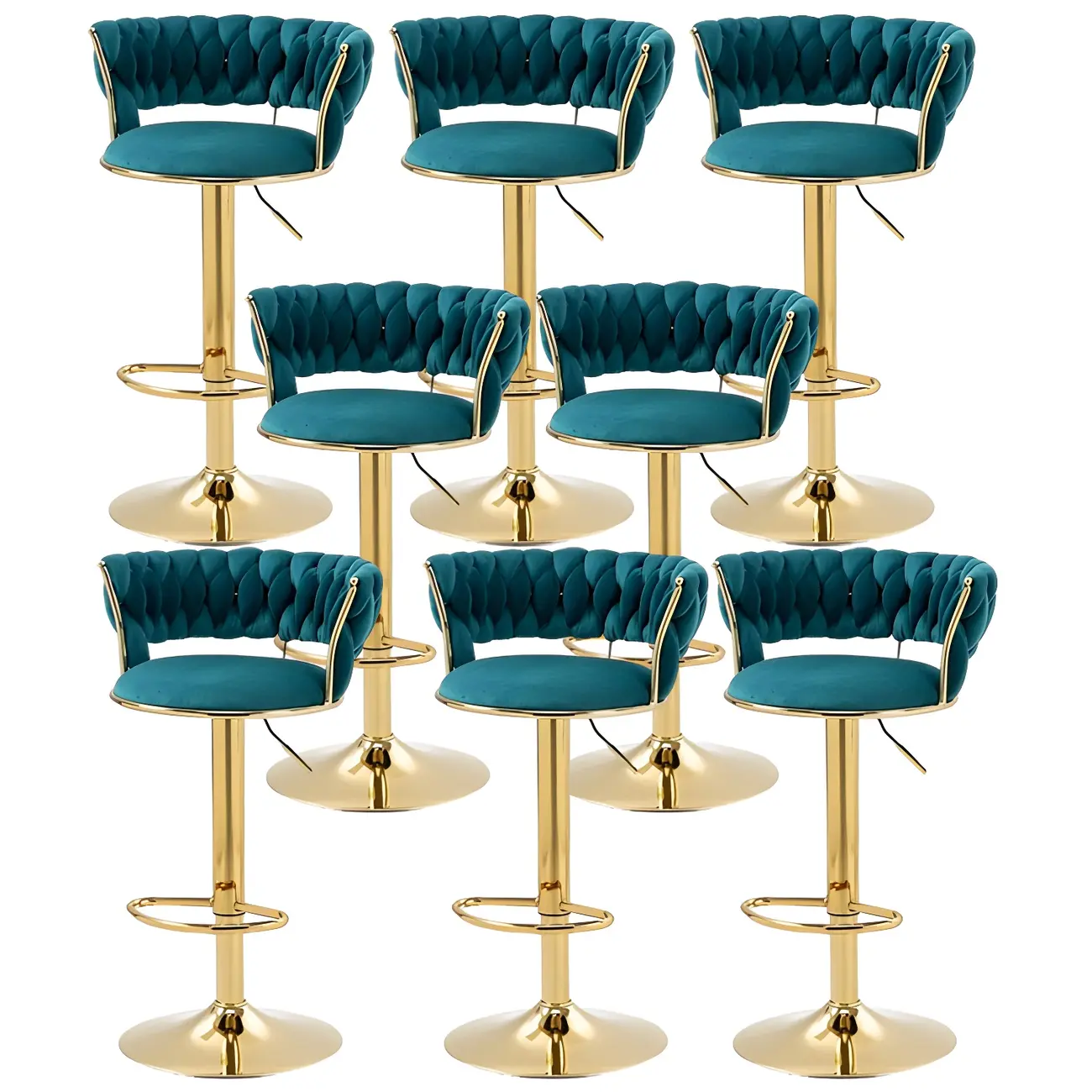 Gold Base Low Back Adjustable Swivel Bar Stool