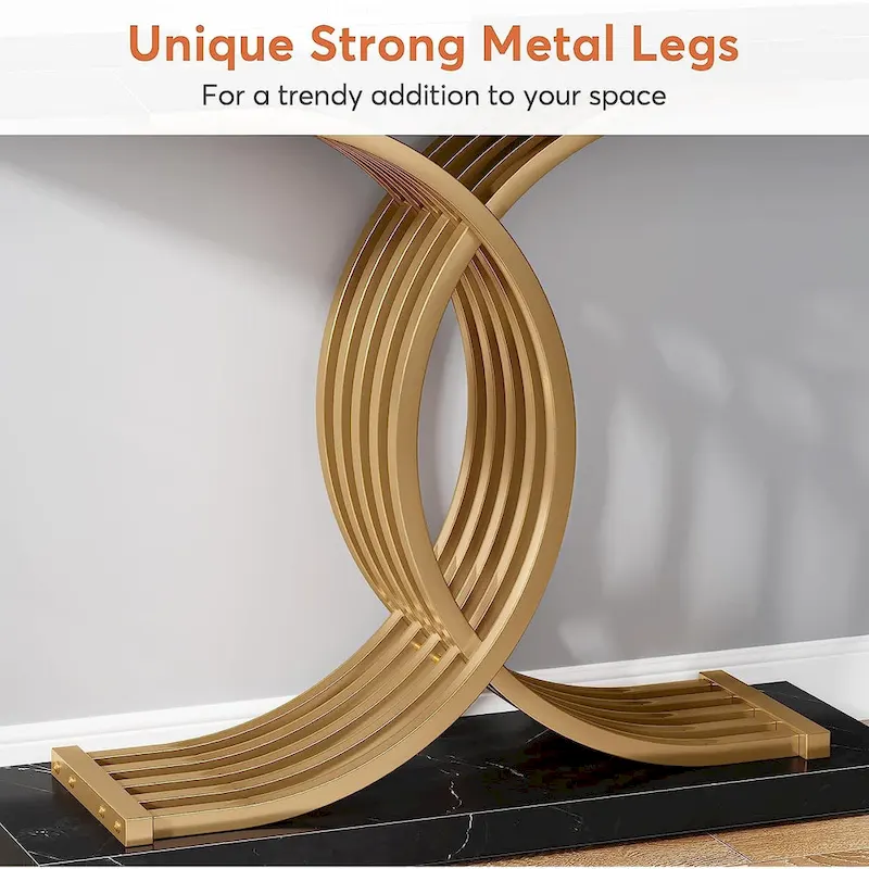 Console Table, Entryway Table with Geometric Legs, Sofa Table - 11.81D x 39.37W x 31.49H