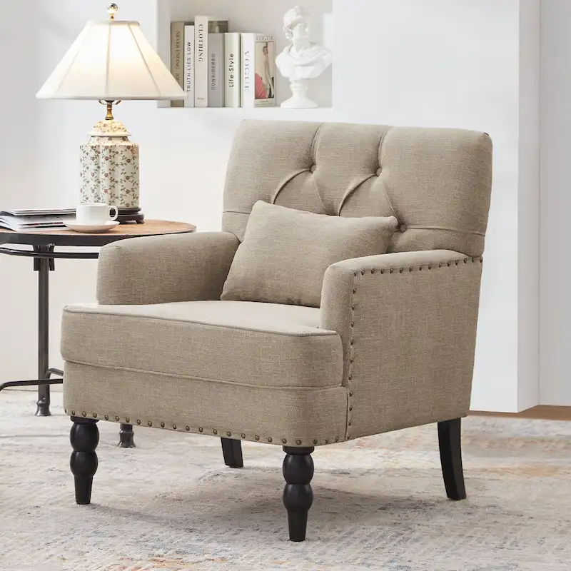 Upholstered Accent Chair with Lumbar Pillow - Single Seat