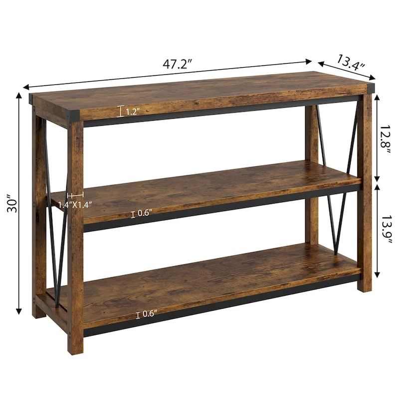 3 Tier Wood Narrow Farmhouse Entryway Table, Console Table