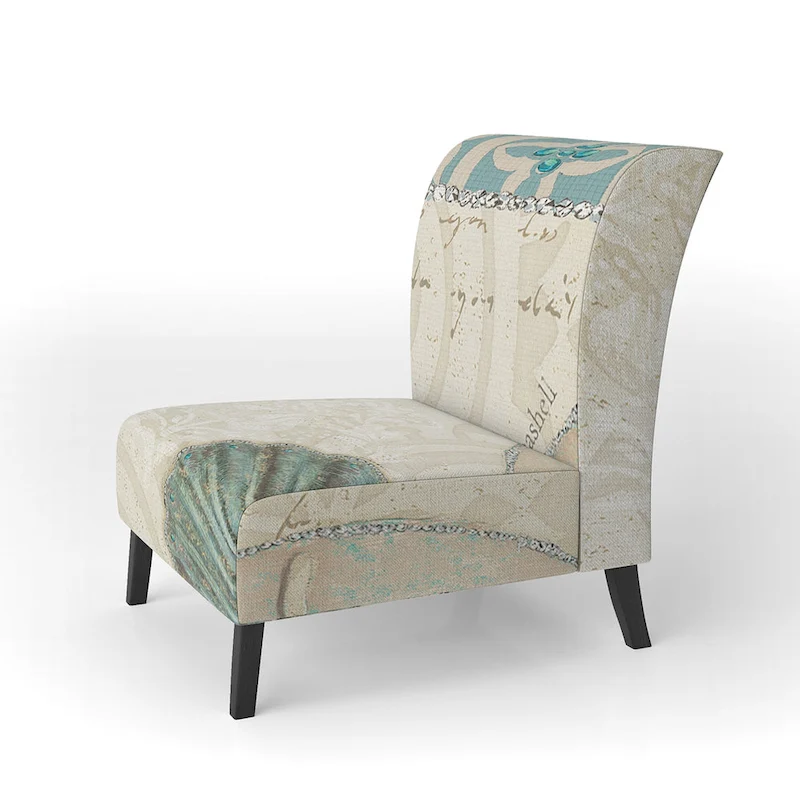 Designart  Seastar And Blue Sea Shell II  Upholstered Nautical & Coastal Accent Chair - Arm Chair