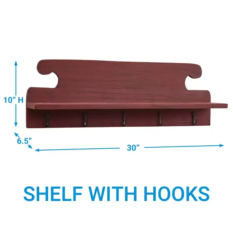 Park Designs Cozy Farmhouse Red Shelf With Hooks