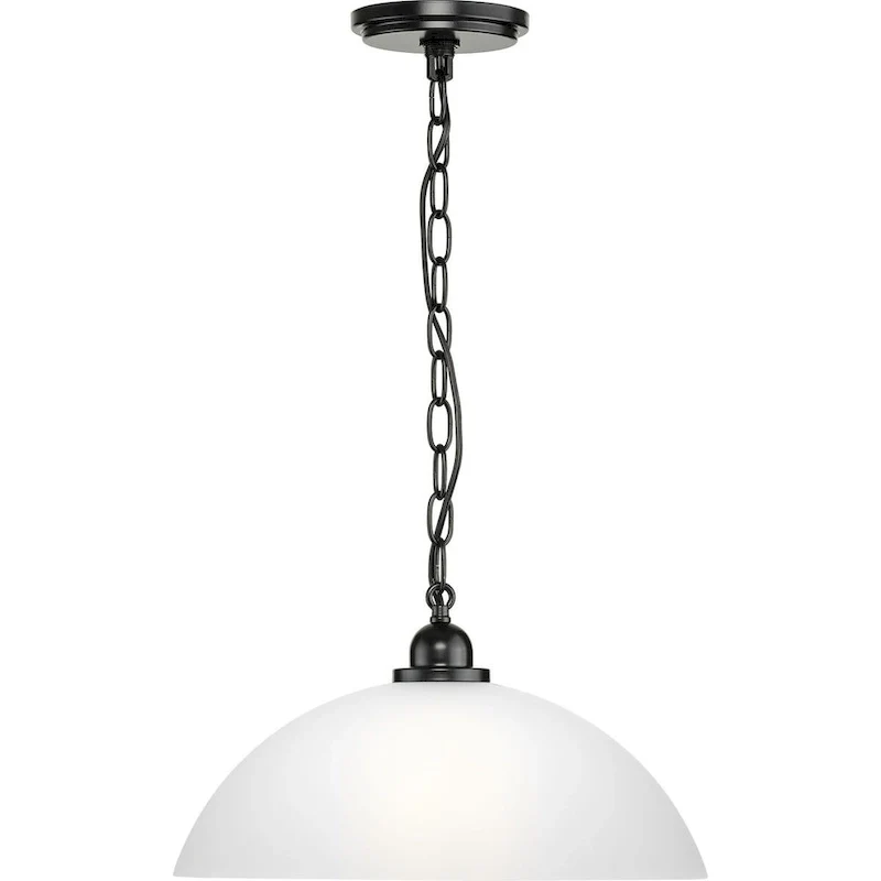 Classic Dome Collection One-Light Matte Black Transitional Pendant - 15 in x 15 in x 8.125 in