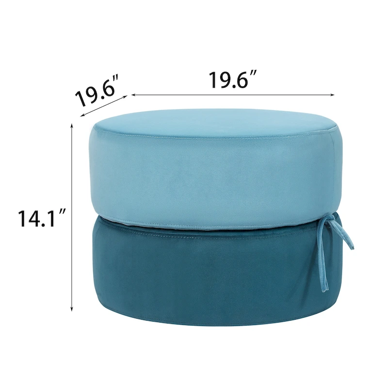 Adeco Round Pouf Upholstered Footrest Ottoman