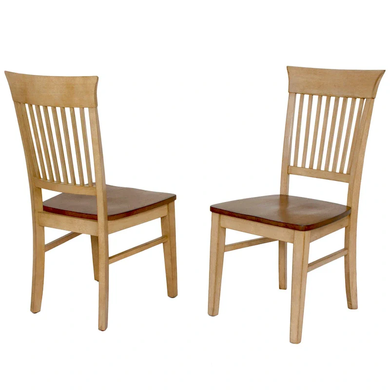 Distressed Two Tone Light Creamy Wheat with Warm Pecan Brown Side Chair (Set of 2) - 22L x 18W x 38H