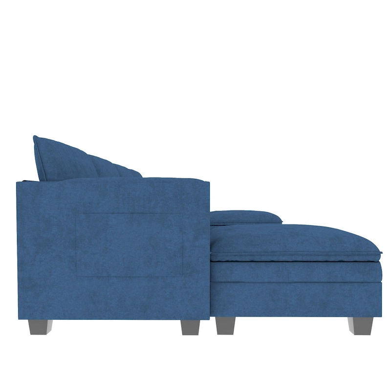 Christopher Knight Home - Noah 141.5 U-Shaped 6-Seater Sofa Couch with Movable Ottoman and Armrest Pockets, Fabric Upholstery