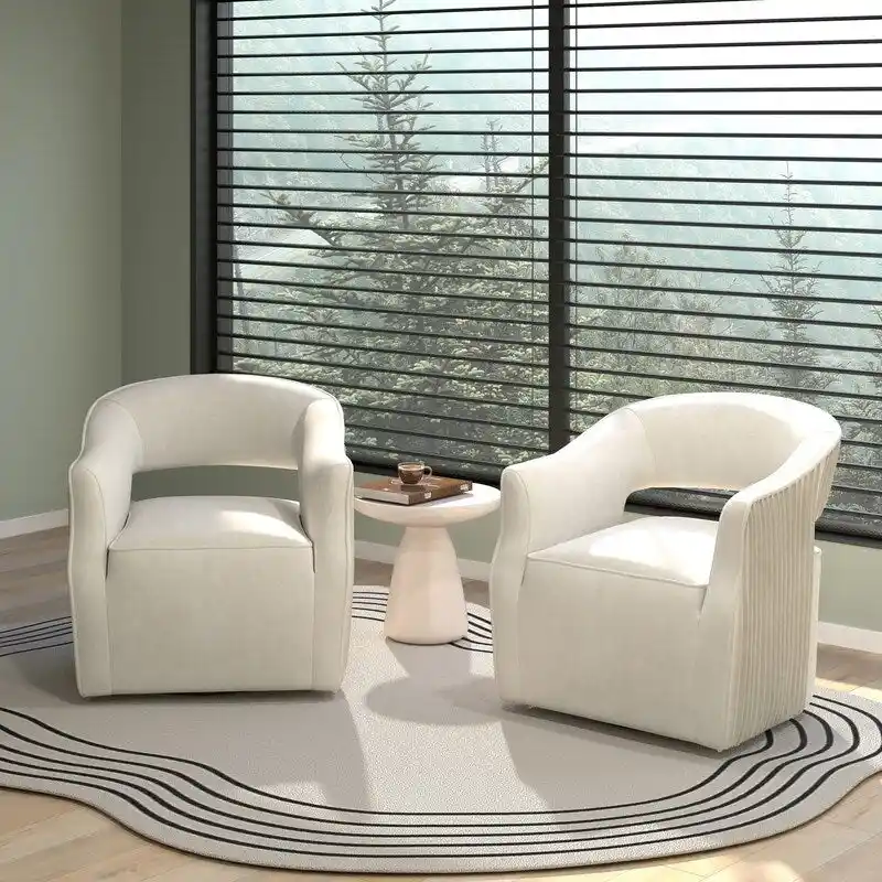 SEYNAR Modern Glam Velvet 360 Degree Swivel Open-Back Accent Armchair Set of 2