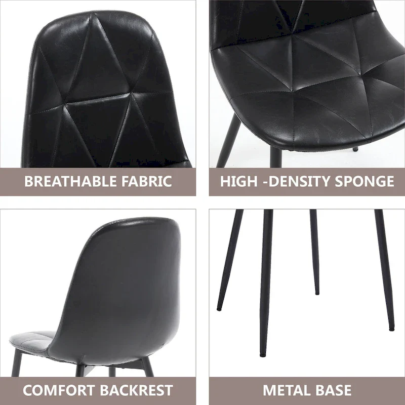 Dining Chairs Set of 4 with Metal Legs and High Back