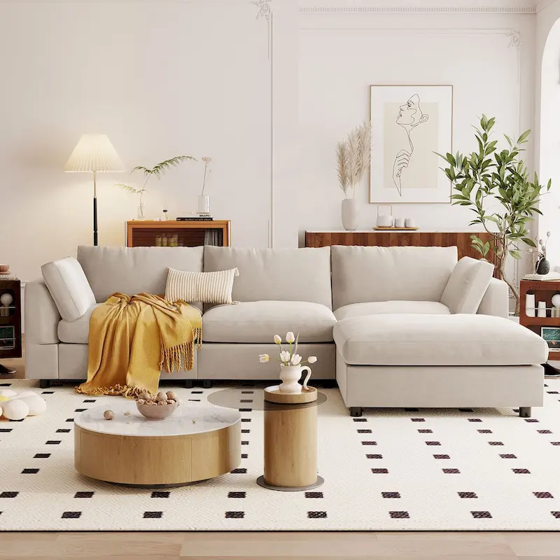 Upholstery Convertible Sectional Sofa,L Shaped Couch with Reversible Chaise for Living Room