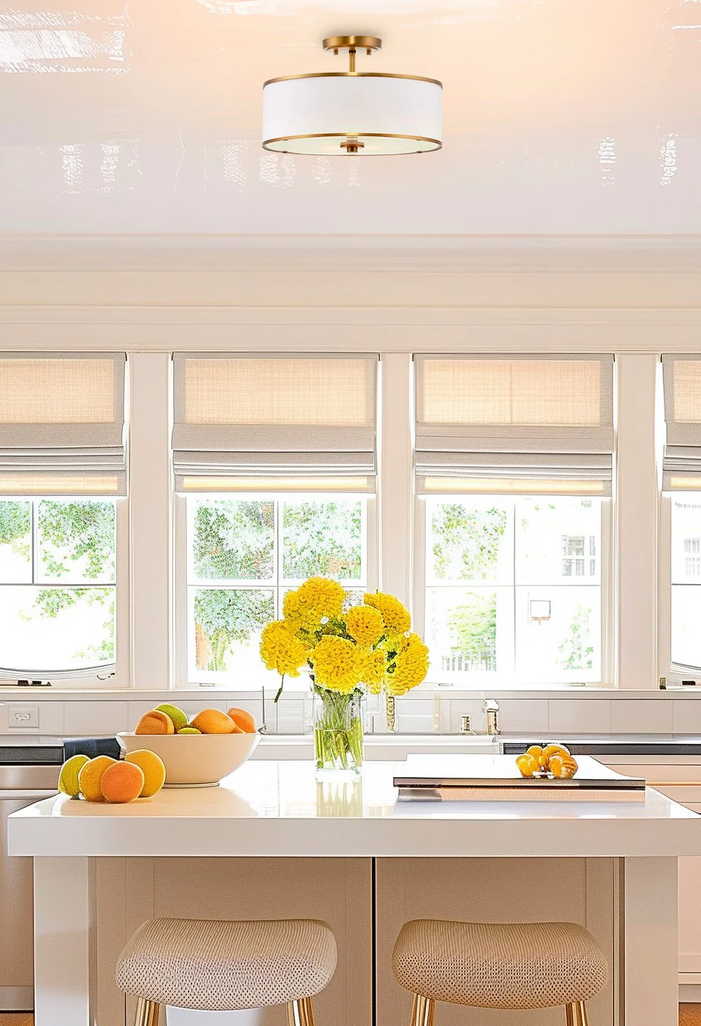 Chloe 15 Retro Modern 3-Light Semi-Flush Mount Ceiling Light