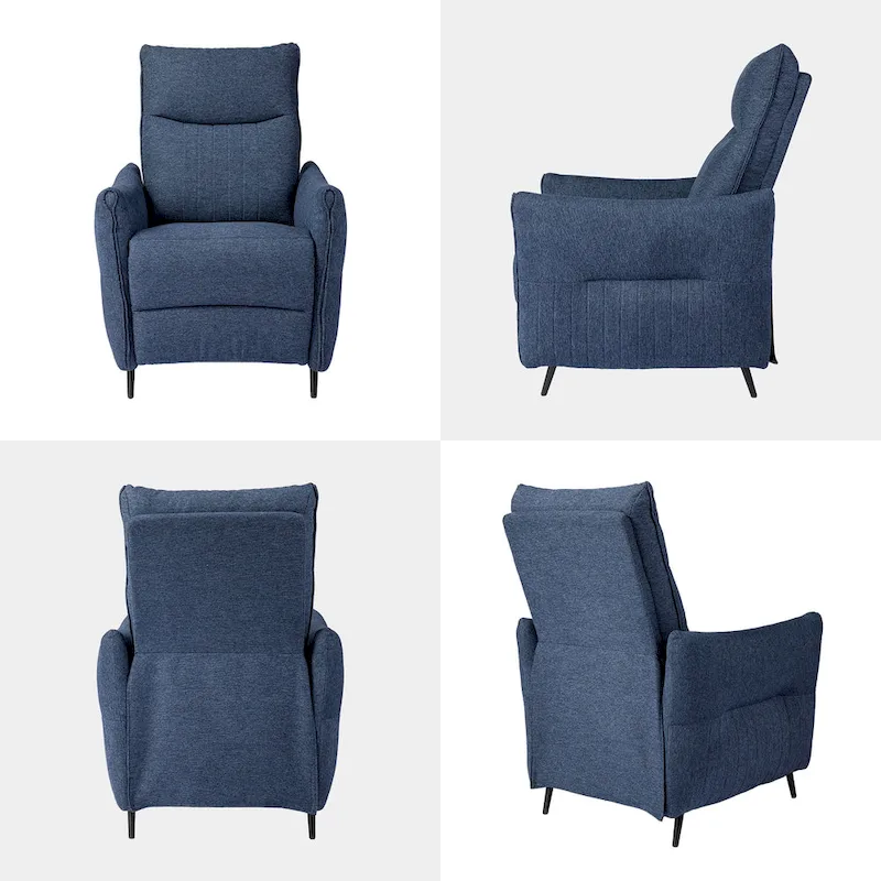 Glitzhome 41H Fabric Push Back Recliner With Ergonomic Segmented Back