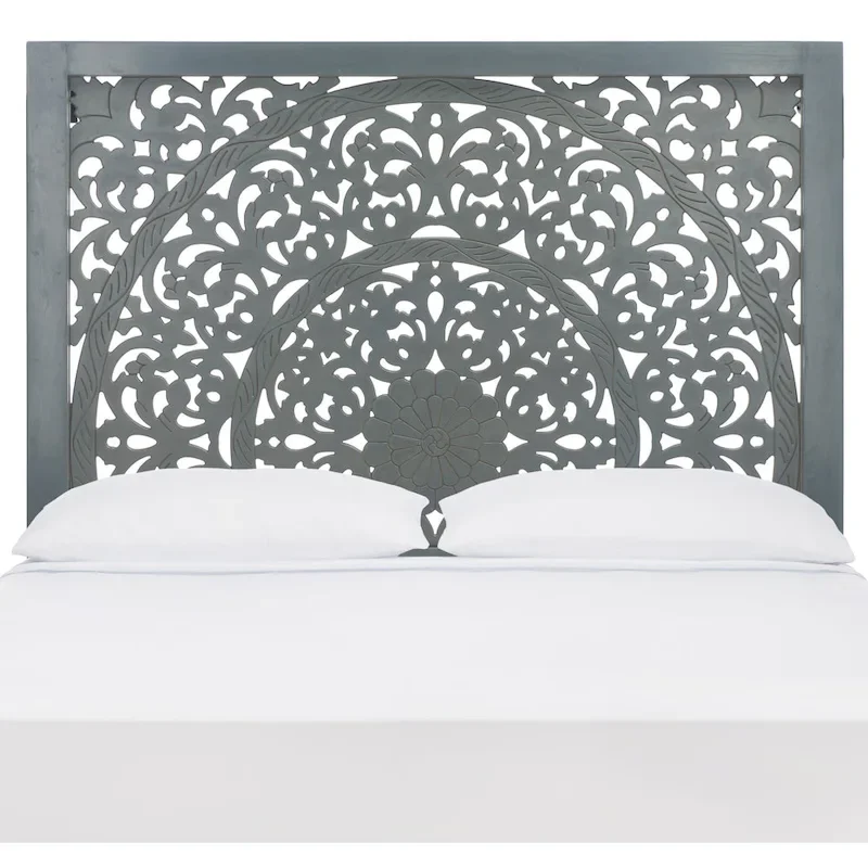SAFAVIEH Home Remedy Grey Walnut Cut-Out Pattern Headboard
