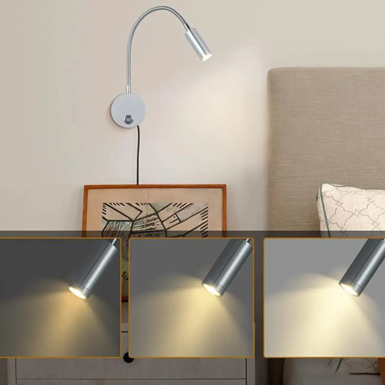 Third Gear Dimming Metal Hose Swing Arm Wall Light