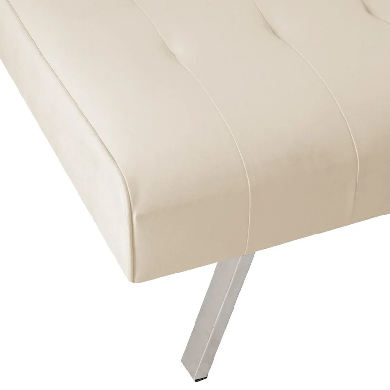 Tufted Mid-Century Modern Split Back Futon Sofa Couch Bed with Chrome Legs