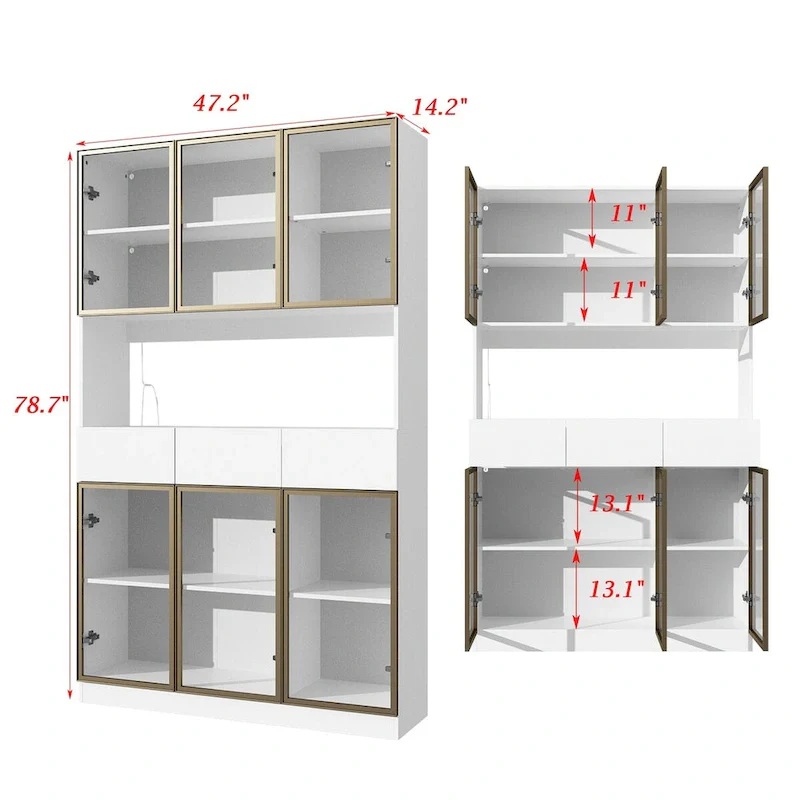 Sleek Tall Modular Display Cabinet with LED Lighting
