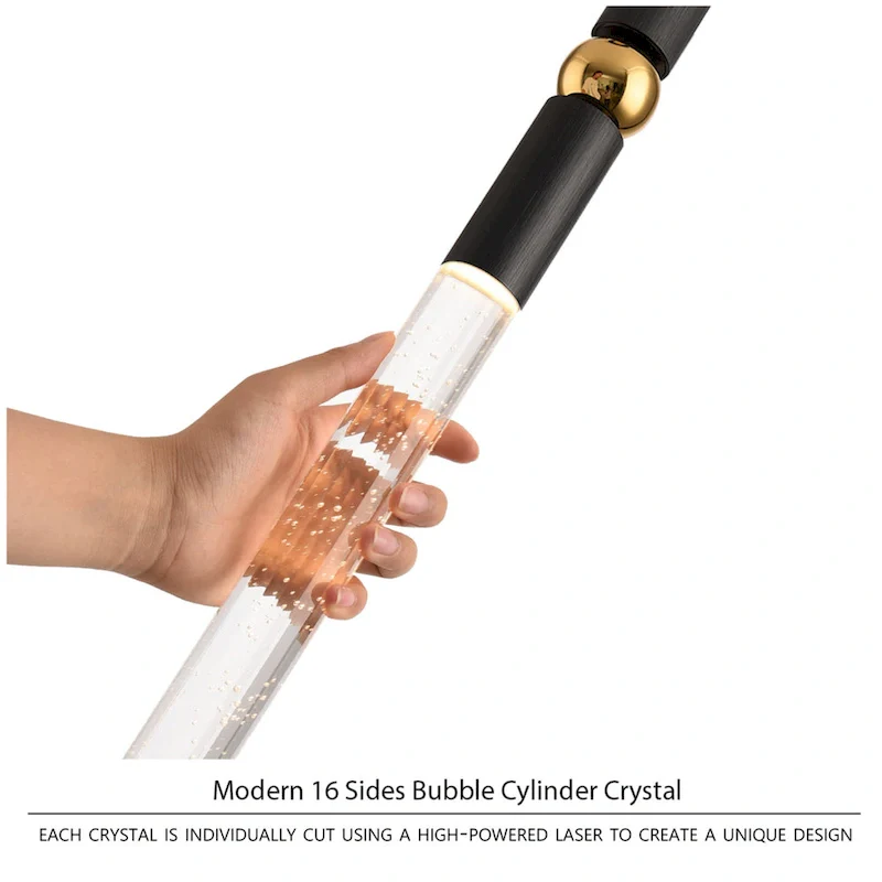 3-Light LED Crystal Pendant Light, Dimmable Ceiling Hanging Light Fixture